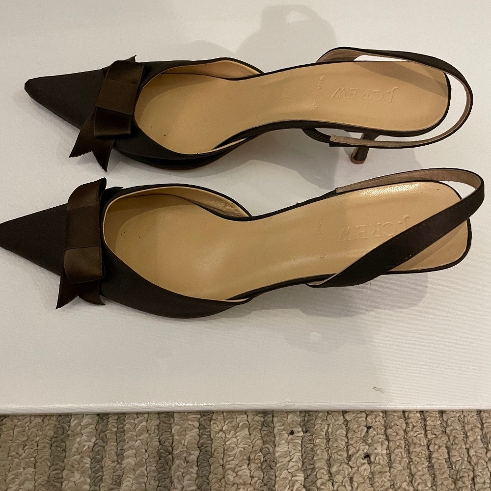 J. Crew Brown Satin Bow kitten heels